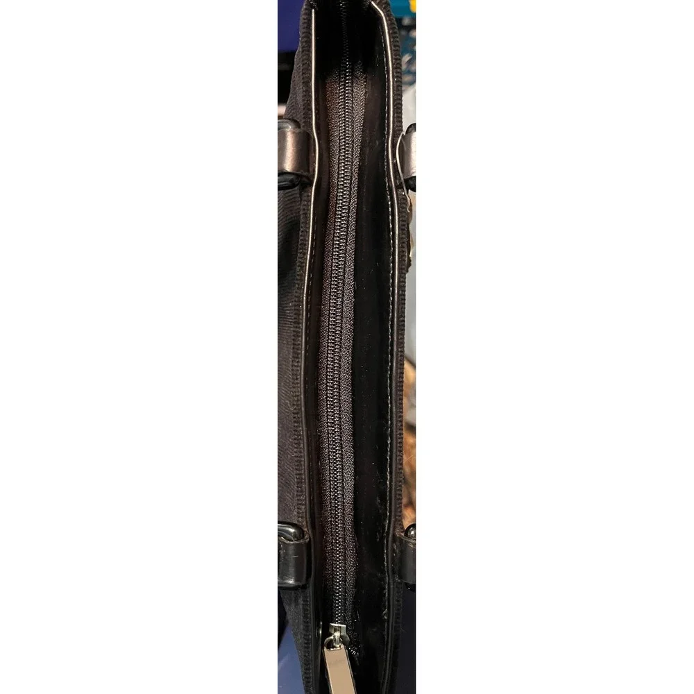 Vtg NWT‎ Rangoni Of Florence Black Corduroy Top Handle Bag Purse Leather Trim